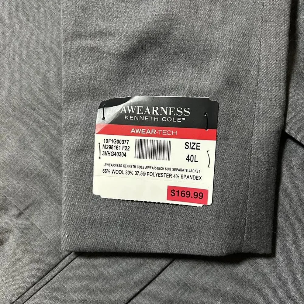 NWT Kenneth‎ Cole Awareness Blazer and Vest Grey Size 40L